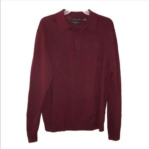 Merino Wool Maroon button pullover sweater.